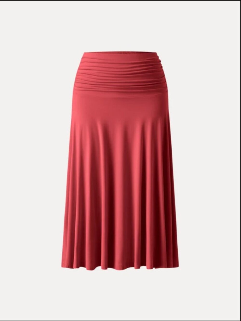 Eco-SkinKiss® Flowy Side Ruched A-line Midi Skirt - Red